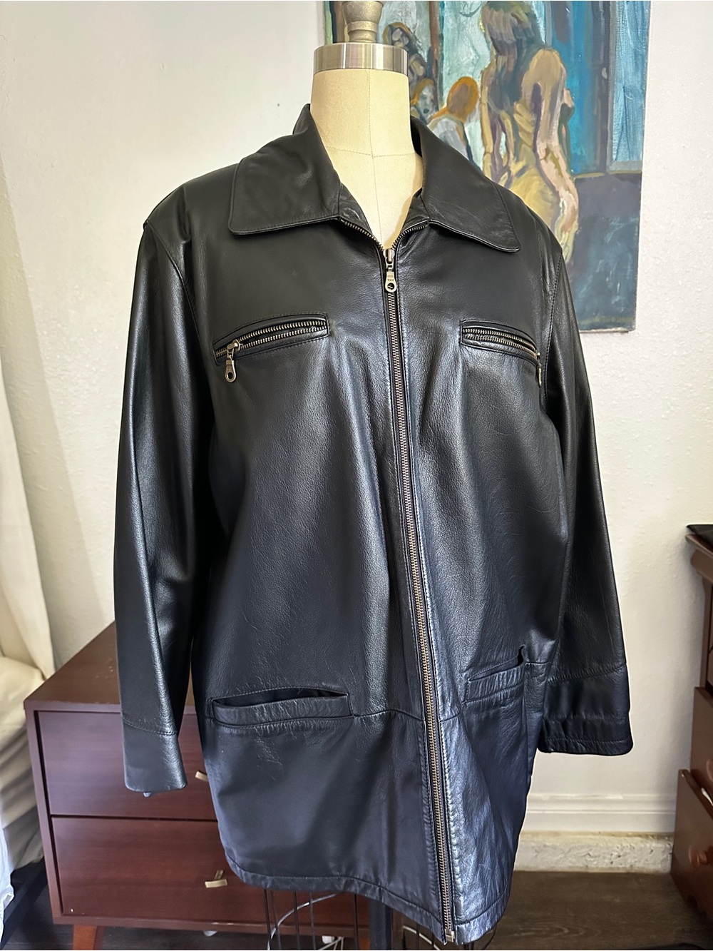 Genuine Leather Zip-Front Men's Jacket